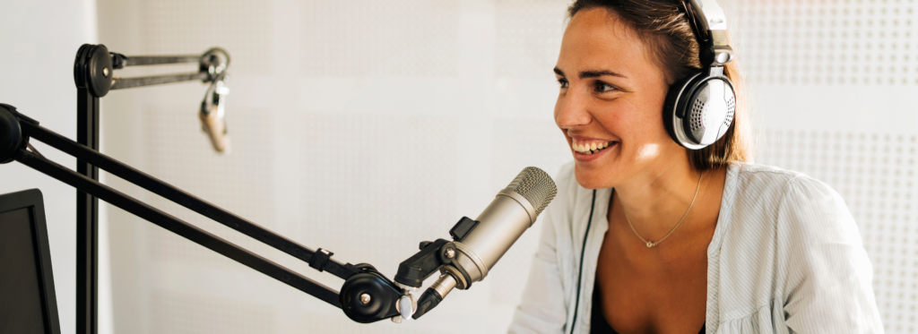 girl at a microphone at live remotes